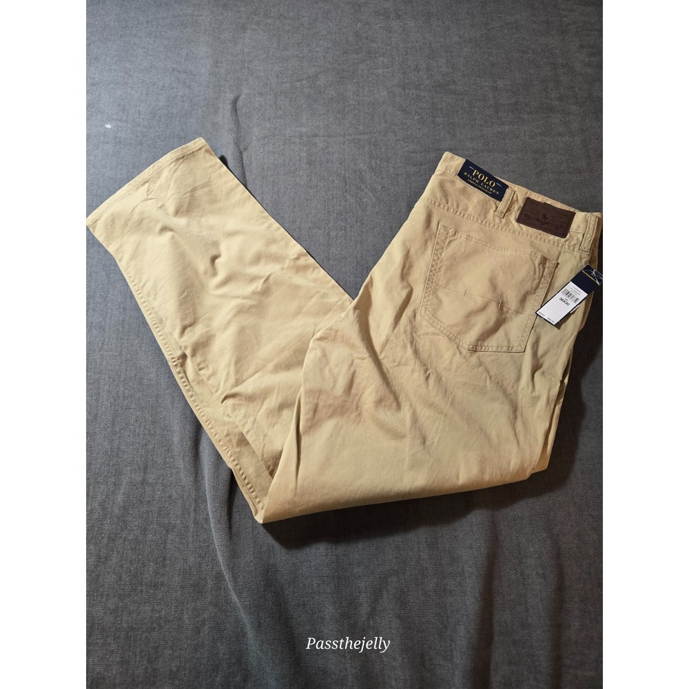 Vtg Polo Ralph Lauren Men's 38x30 Stretch Straight Fit Khaki Tan Pants NWT
